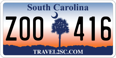 SC license plate ZOO416