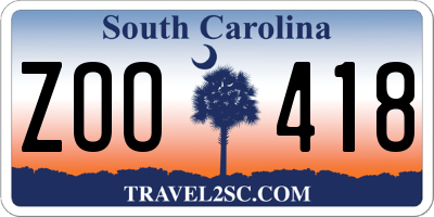 SC license plate ZOO418