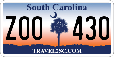 SC license plate ZOO430