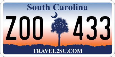 SC license plate ZOO433