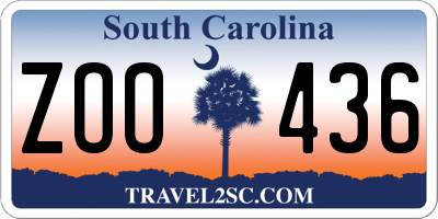 SC license plate ZOO436