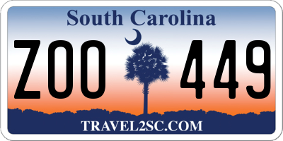 SC license plate ZOO449