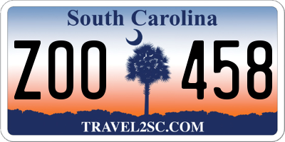 SC license plate ZOO458
