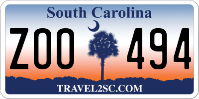 SC license plate ZOO494