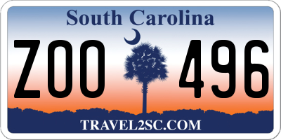 SC license plate ZOO496