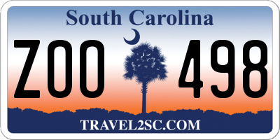 SC license plate ZOO498