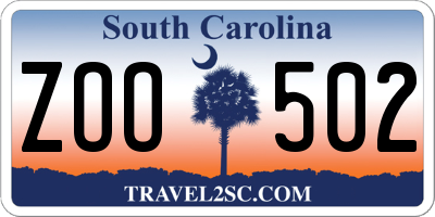 SC license plate ZOO502