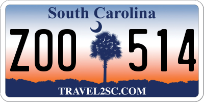 SC license plate ZOO514