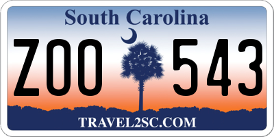SC license plate ZOO543