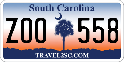 SC license plate ZOO558
