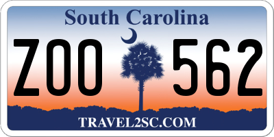 SC license plate ZOO562