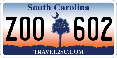SC license plate ZOO602