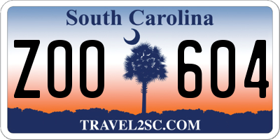 SC license plate ZOO604
