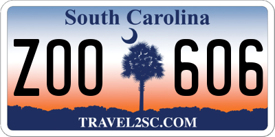 SC license plate ZOO606