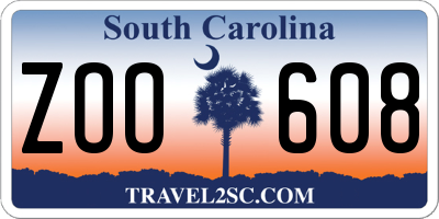 SC license plate ZOO608