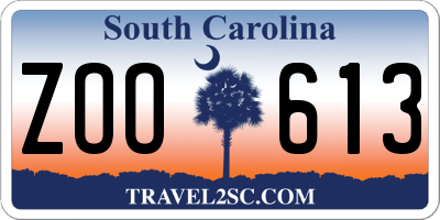 SC license plate ZOO613