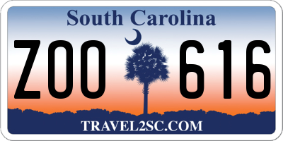 SC license plate ZOO616