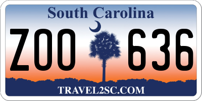 SC license plate ZOO636