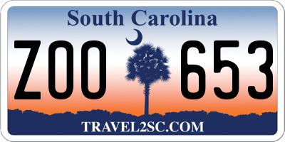 SC license plate ZOO653