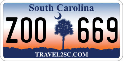 SC license plate ZOO669