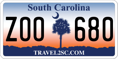 SC license plate ZOO680