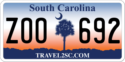 SC license plate ZOO692