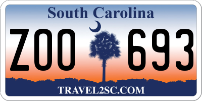SC license plate ZOO693
