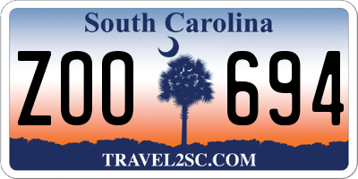 SC license plate ZOO694