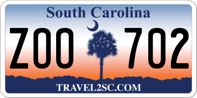 SC license plate ZOO702