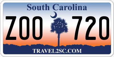 SC license plate ZOO720