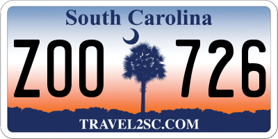 SC license plate ZOO726