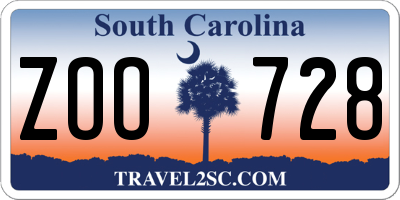 SC license plate ZOO728