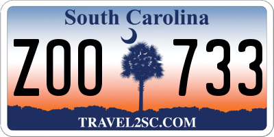 SC license plate ZOO733