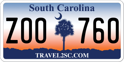 SC license plate ZOO760