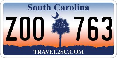SC license plate ZOO763