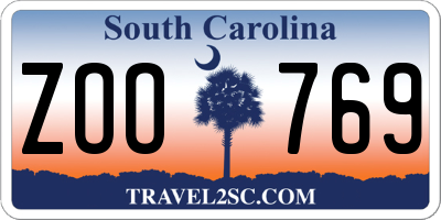 SC license plate ZOO769