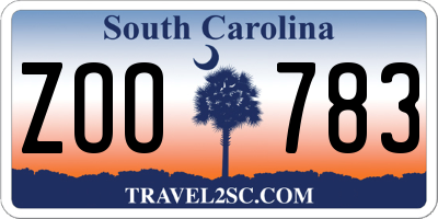 SC license plate ZOO783