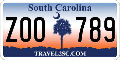 SC license plate ZOO789