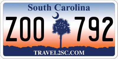 SC license plate ZOO792