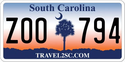 SC license plate ZOO794