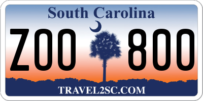 SC license plate ZOO800