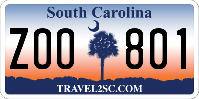 SC license plate ZOO801