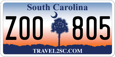 SC license plate ZOO805