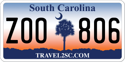 SC license plate ZOO806