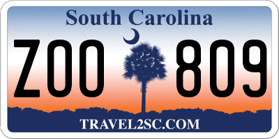 SC license plate ZOO809