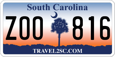 SC license plate ZOO816