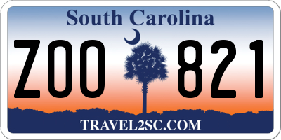 SC license plate ZOO821