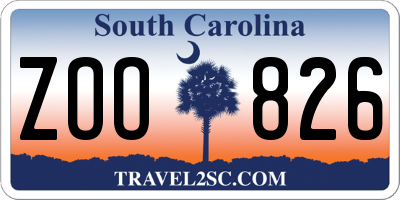 SC license plate ZOO826