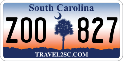 SC license plate ZOO827