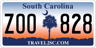 SC license plate ZOO828